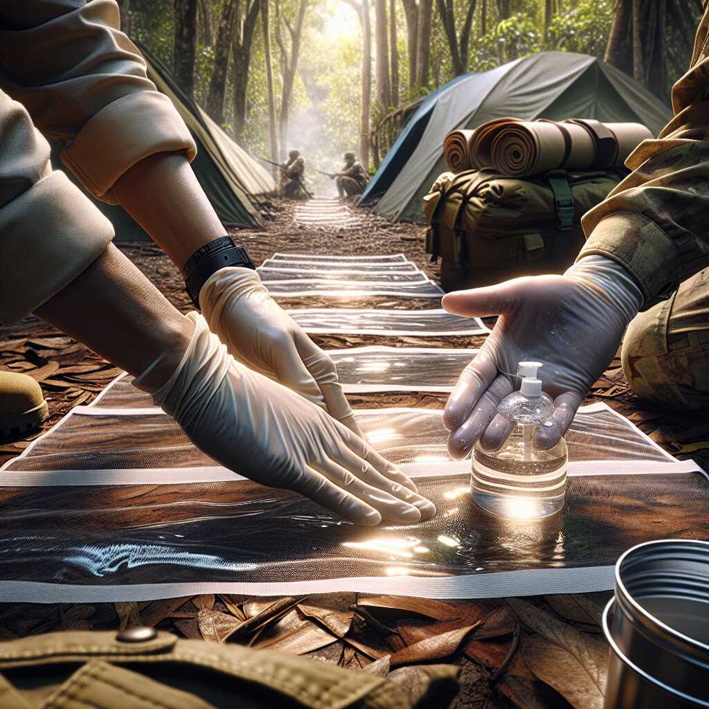 hands applying ammonia to campsite perimeter