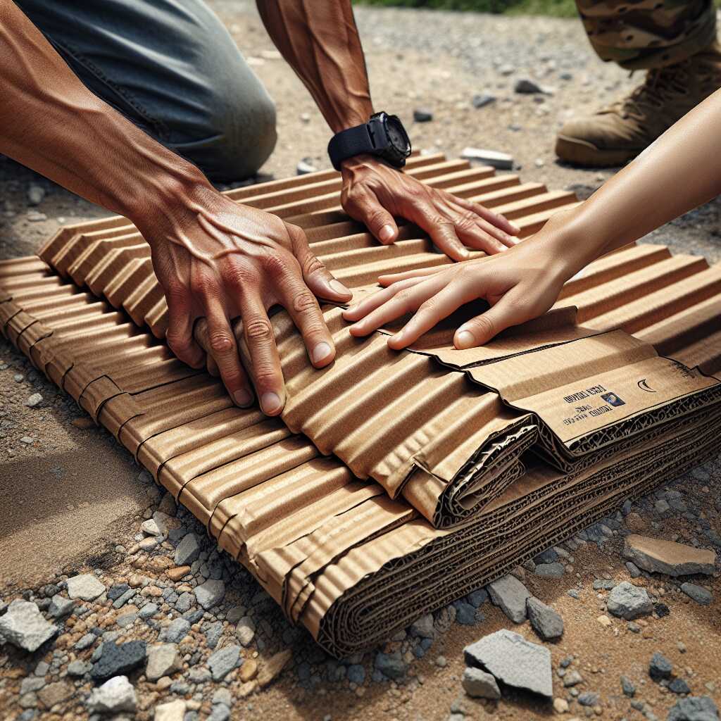 placing cardboard under sleeping bag for insulation