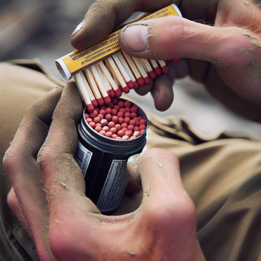 chapstick tube waterproof match storage hands
