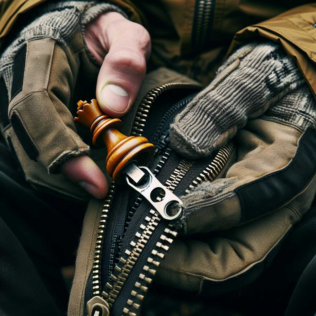 chess piece zipper pull for gloved hands