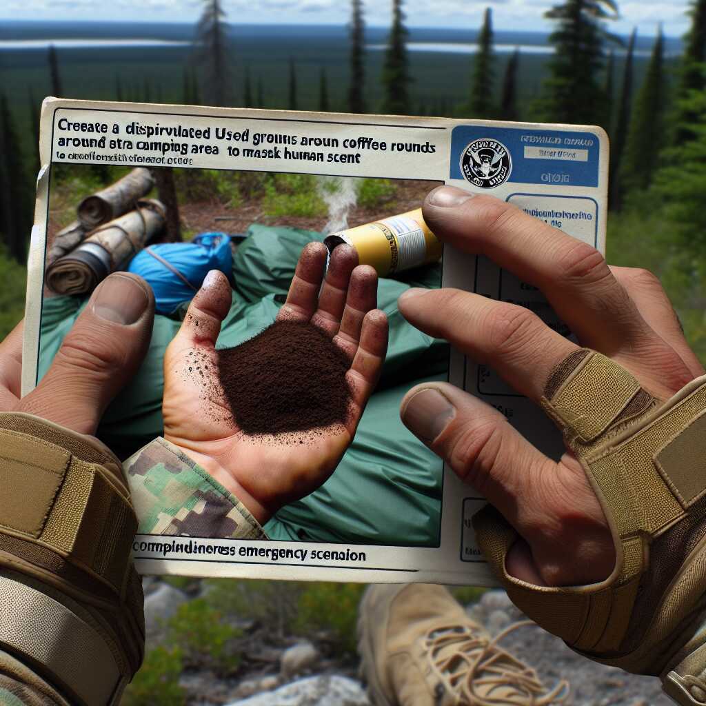 hands spreading coffee grounds to mask scent