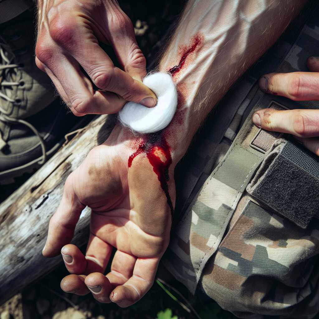 how to press cotton pad on arm bleeding