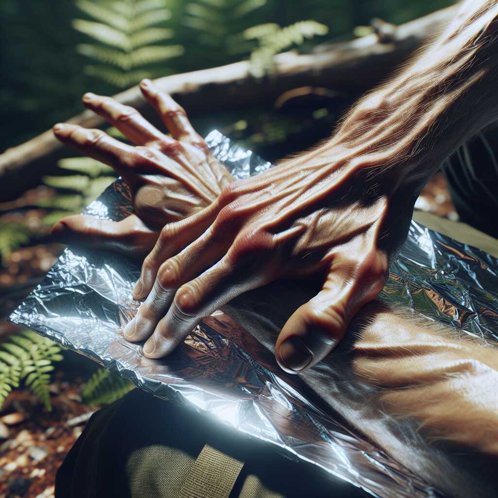 hands wrapping person in foil to keep warm