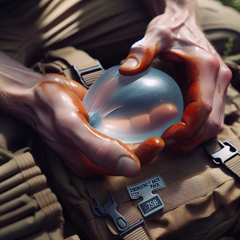 hands tying latex balloon water carrier