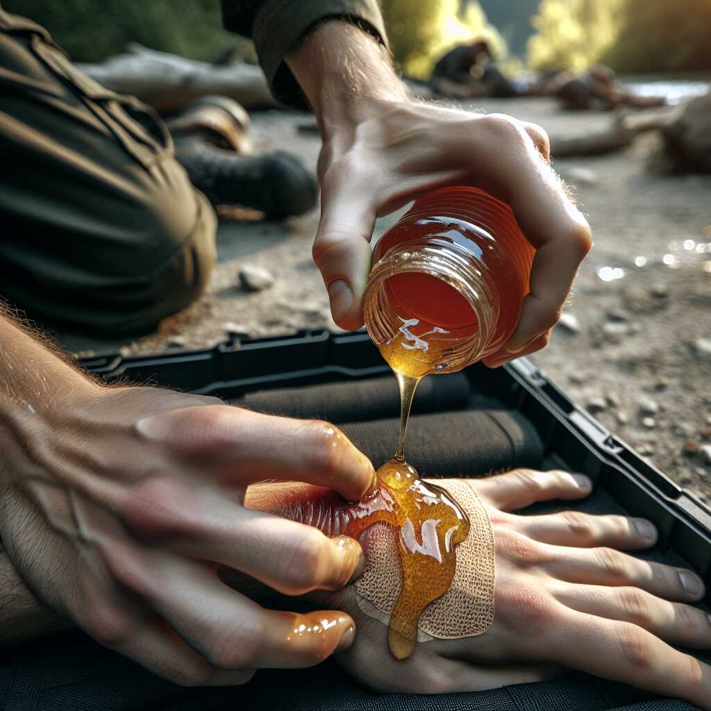 raw honey wound dressing on forearm