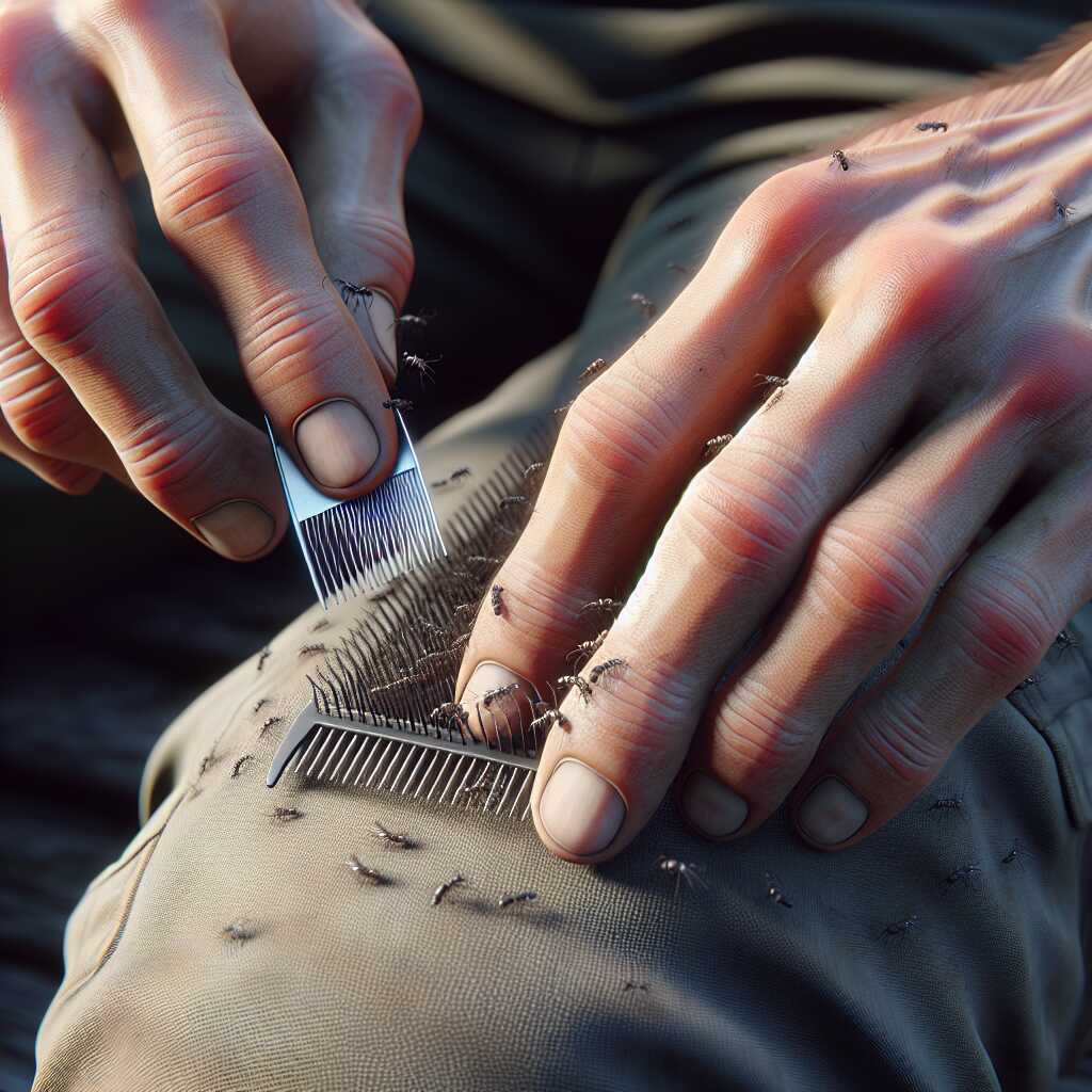 hands using fine tooth comb to check lice