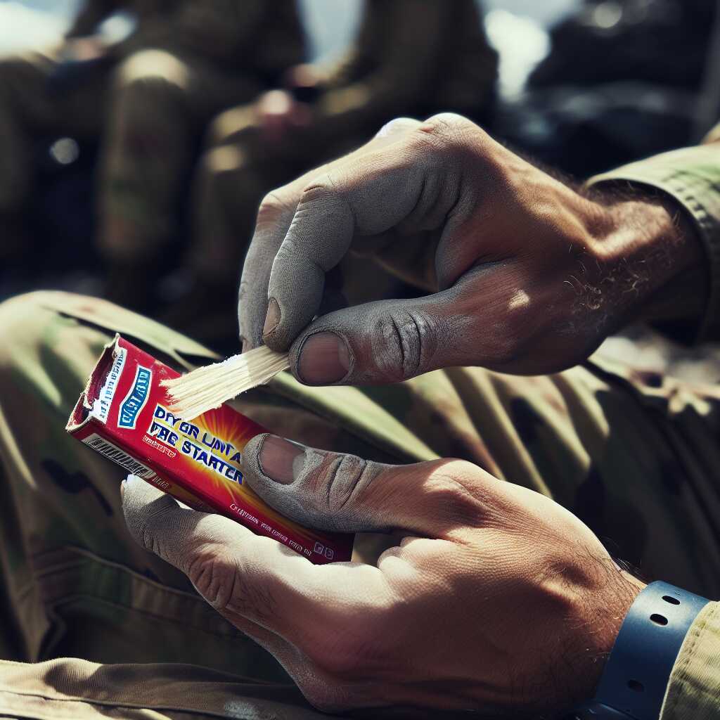 waxed dryer lint fire starter for wet conditions