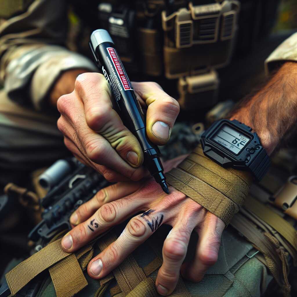 labeling gear with marker for night mission