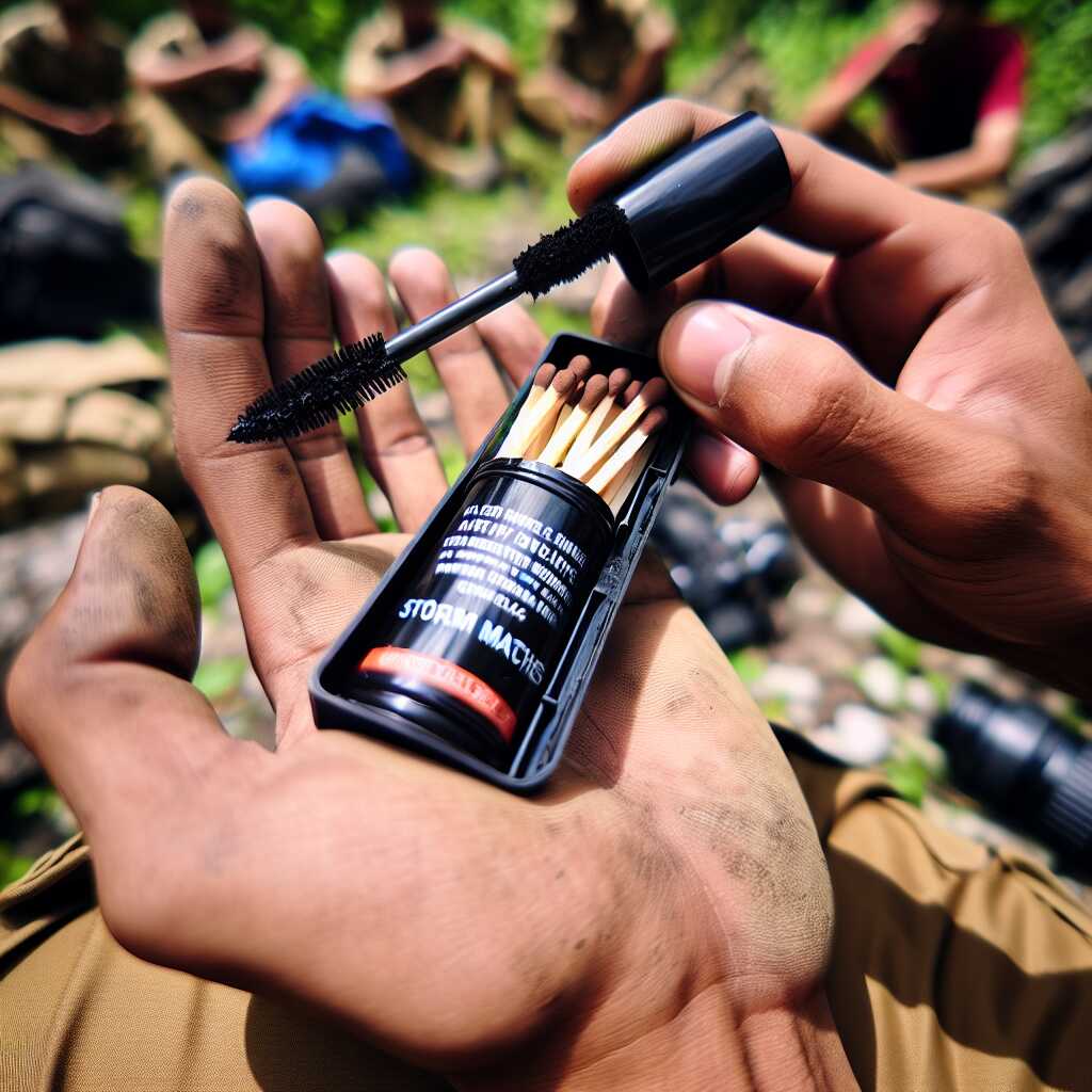 hands sealing mascara tube with storm matches