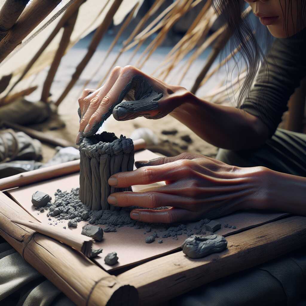 hands sealing shelter crack with modeling clay