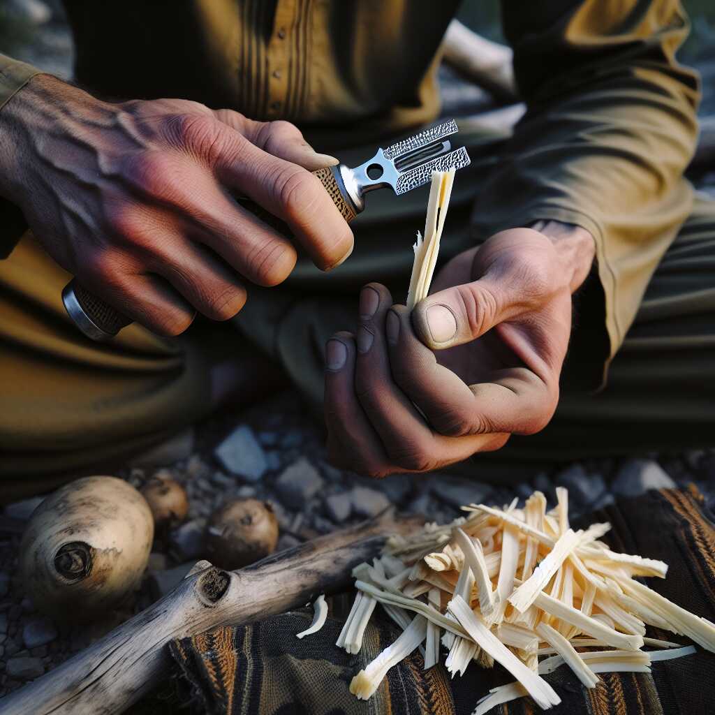 vegetable peeler making fatwood feather sticks