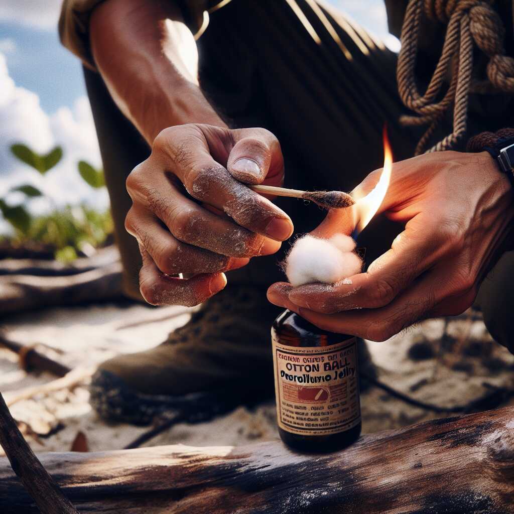 petroleum jelly cotton ball fire starter demo