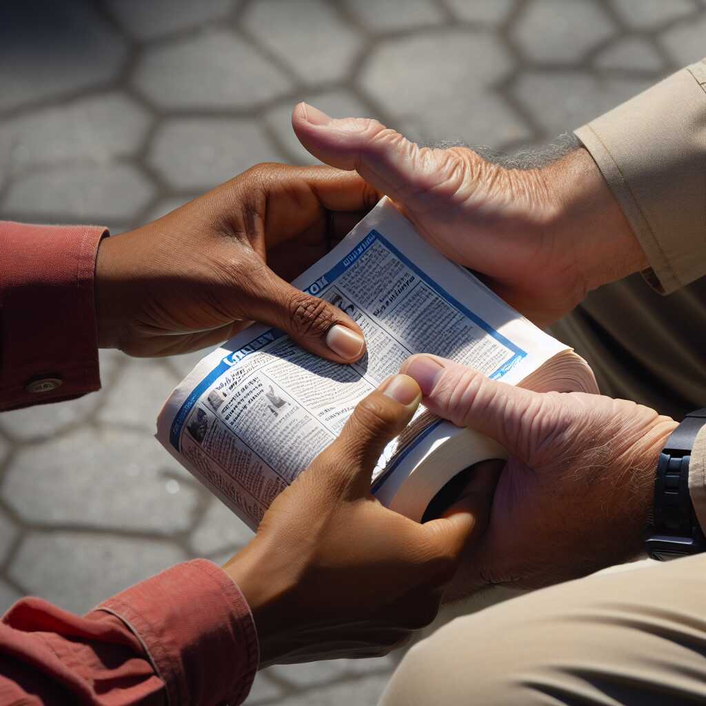 hands preparing phone book pages for emergency toilet paper