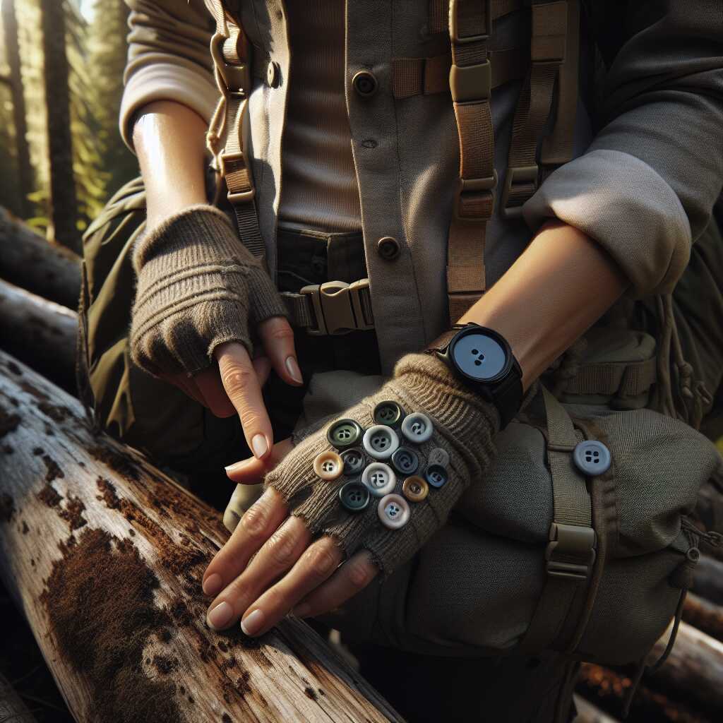 hands tying plastic button trail markers on trees