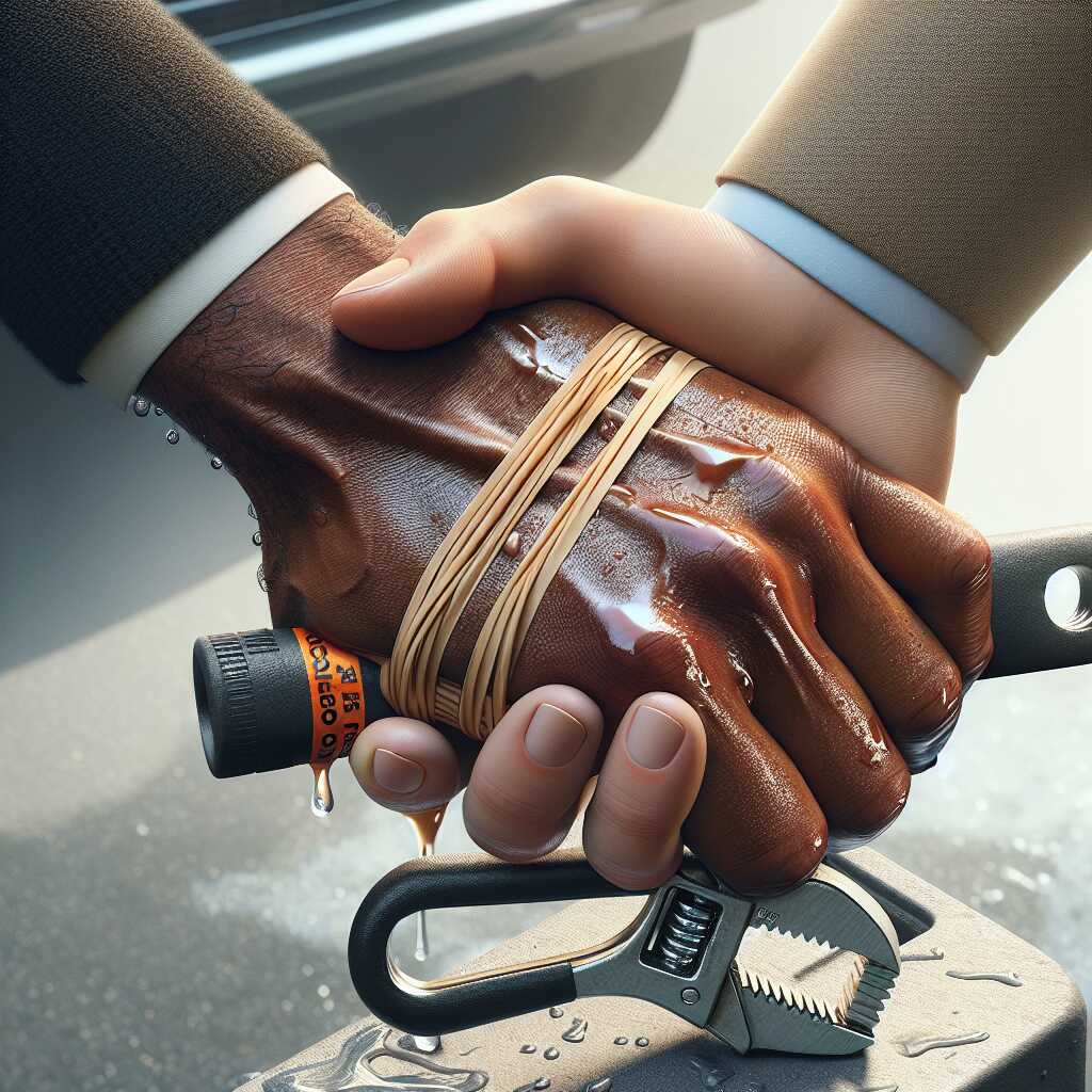 rubber band grip on wet tool handle