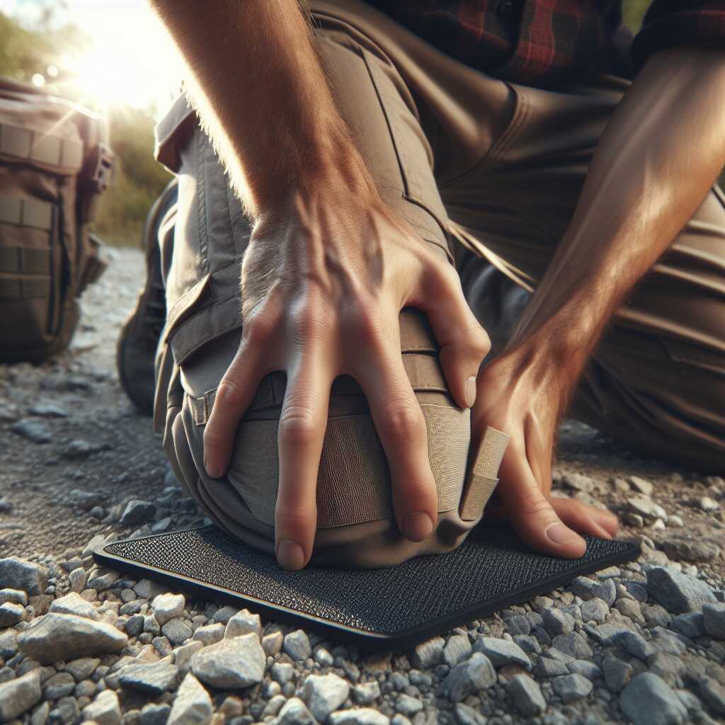 rubber mouse pad used as knee pad
