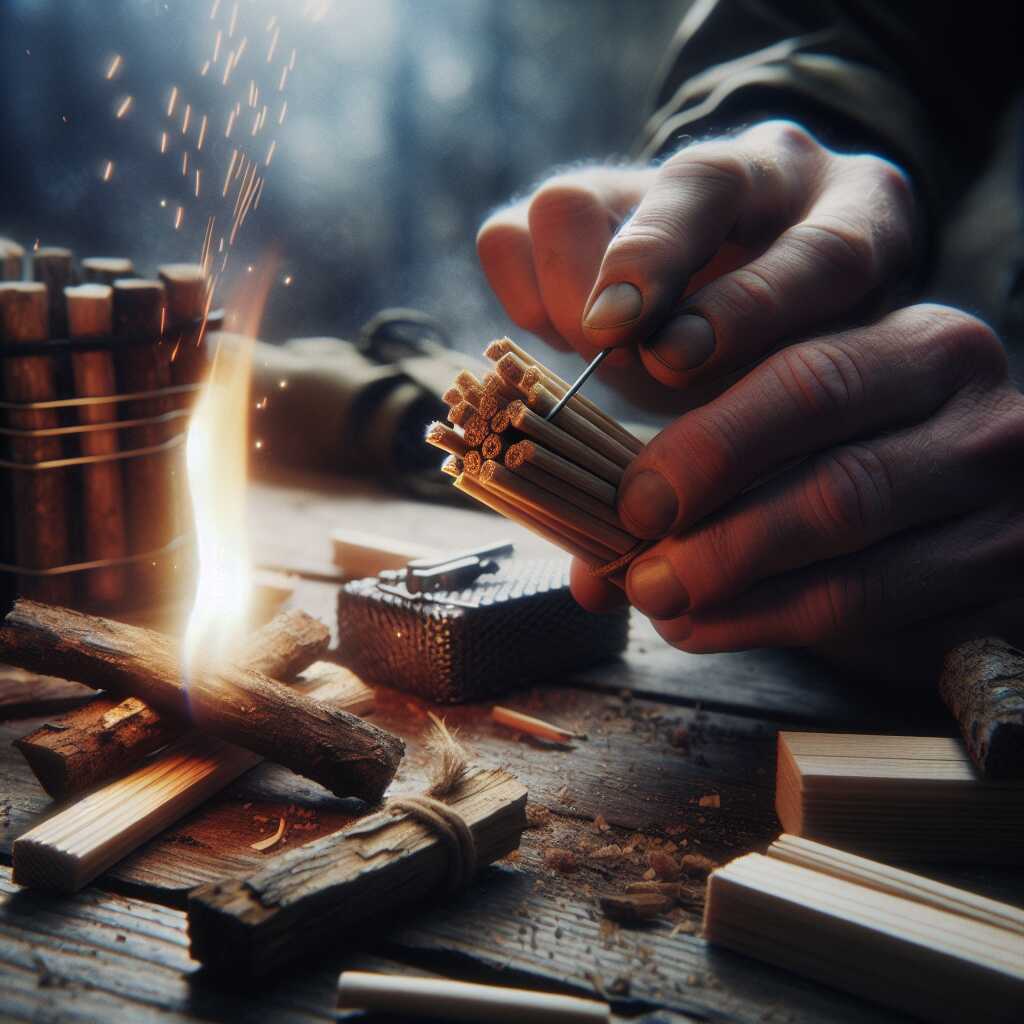 hands preparing safe fire starter for damp kindling