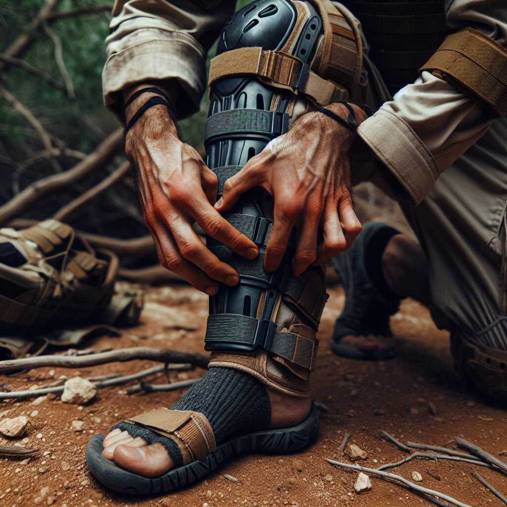 person wearing shin guards to stop thorn scratches
