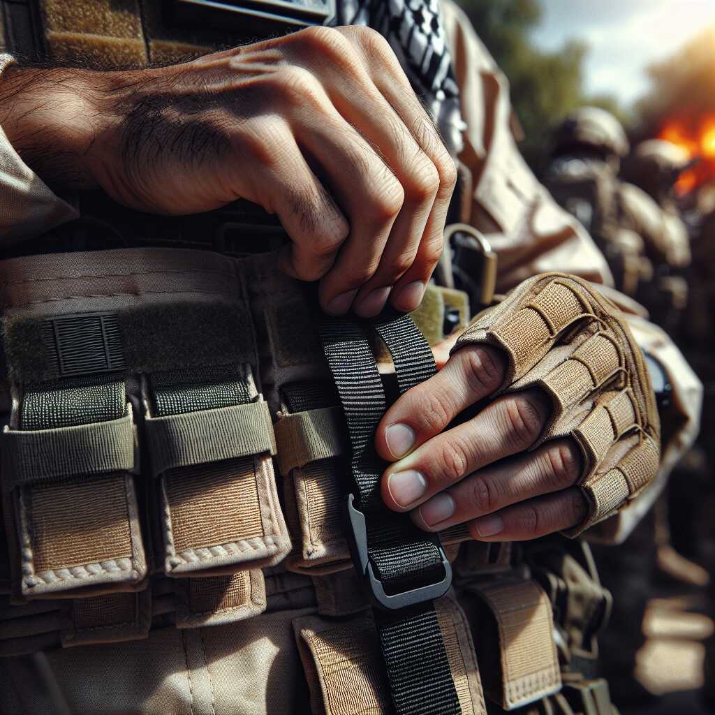 hands closing quiet hook and loop fastener outdoors