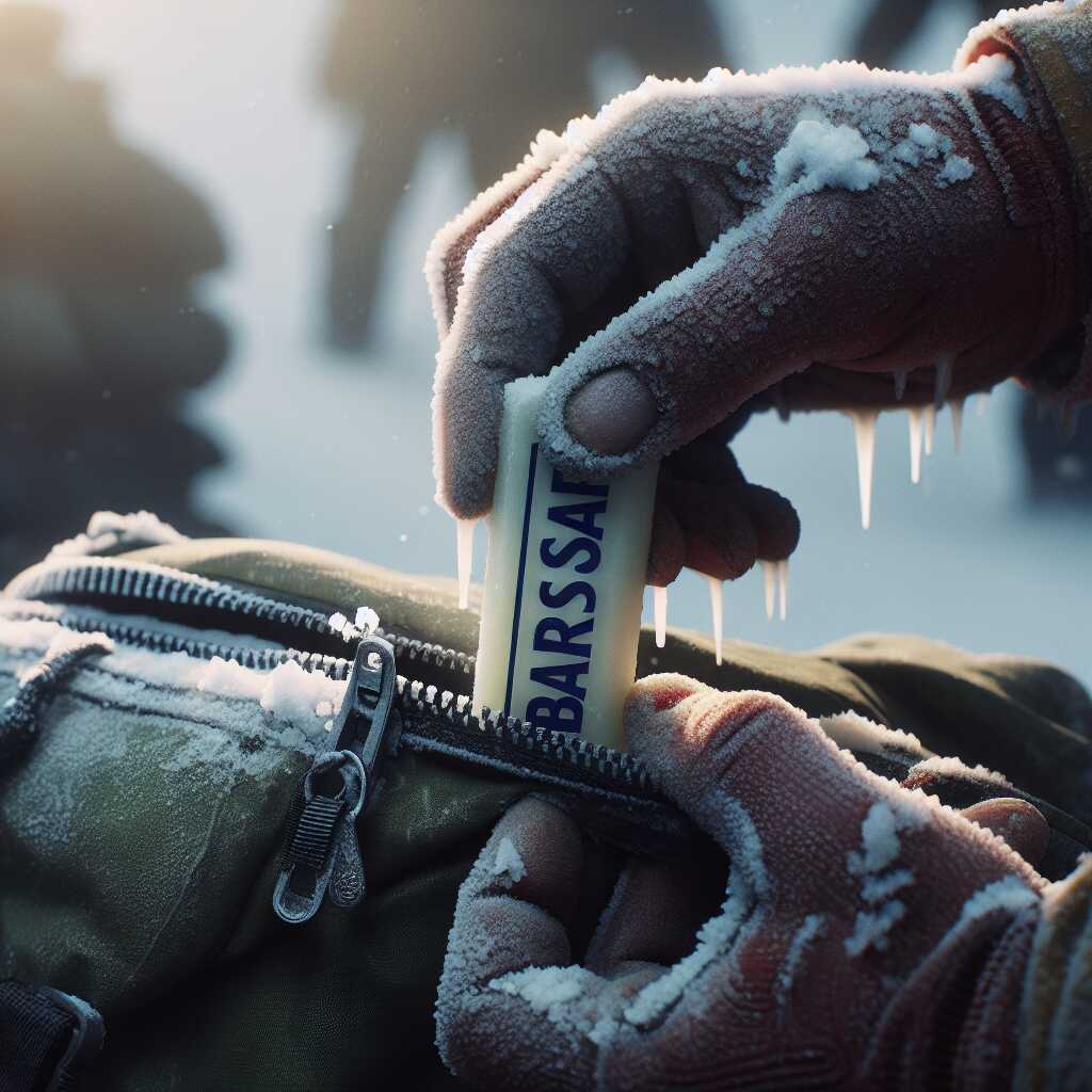 hands applying soap to frozen zipper