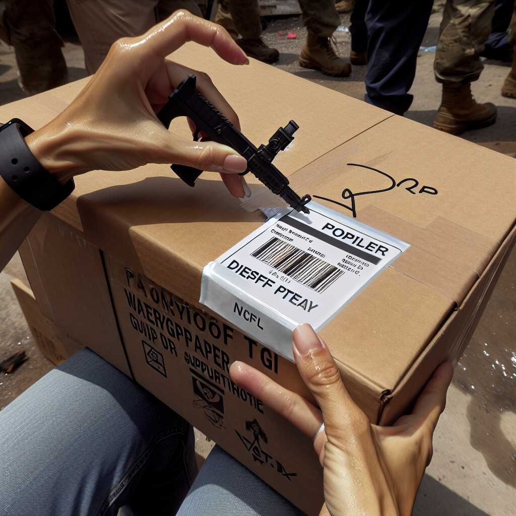 hands tying waterproof gift tag on box