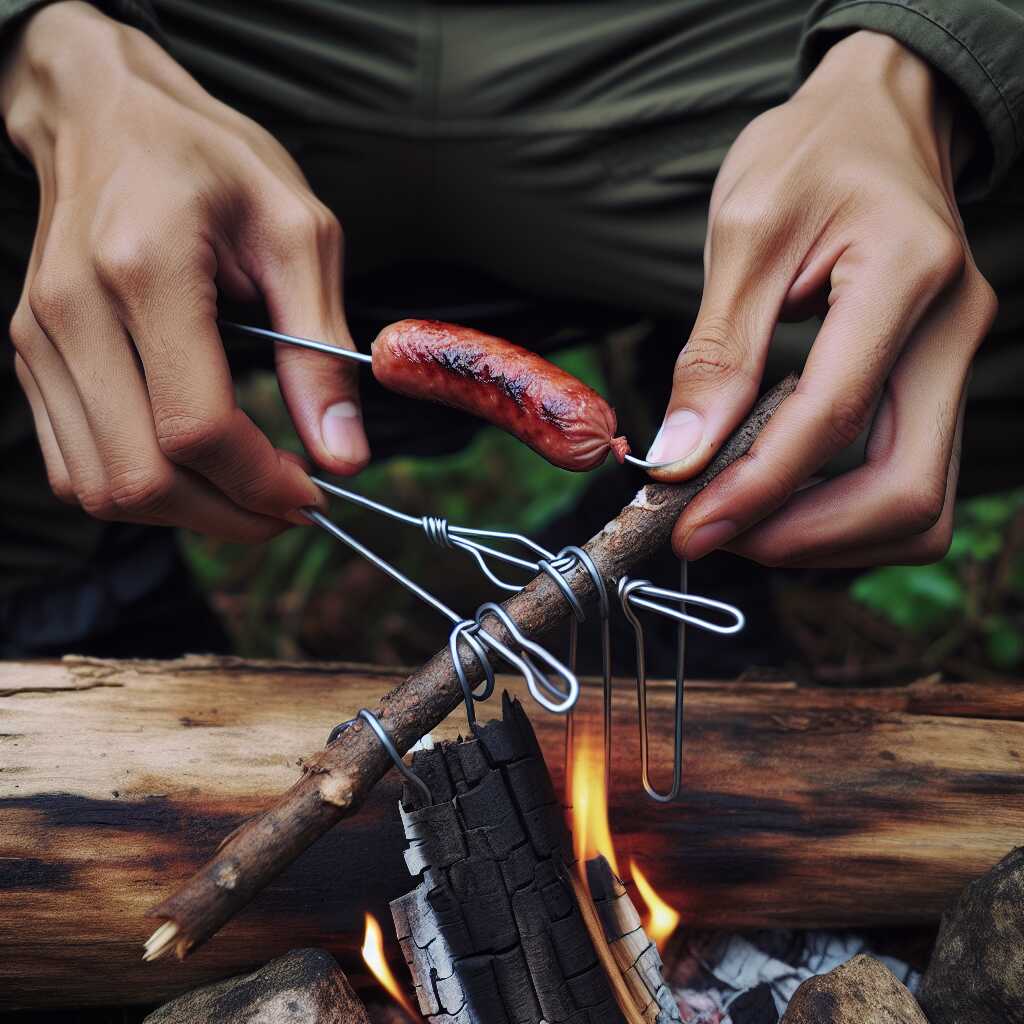 how to use wire hanger skewer campfire