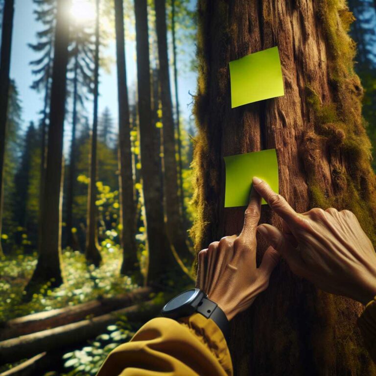 Bright Post-It Notes: High-Visibility Trail Markers for Forest Navigation