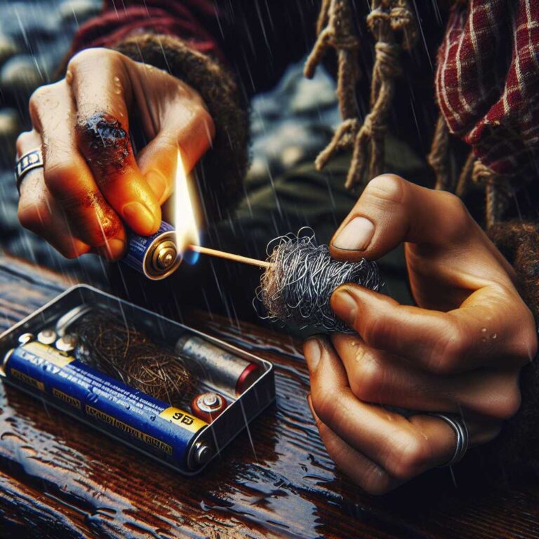 Steel Wool and 9V Battery: Instant Fire Starting Method for Wet Weather Camping