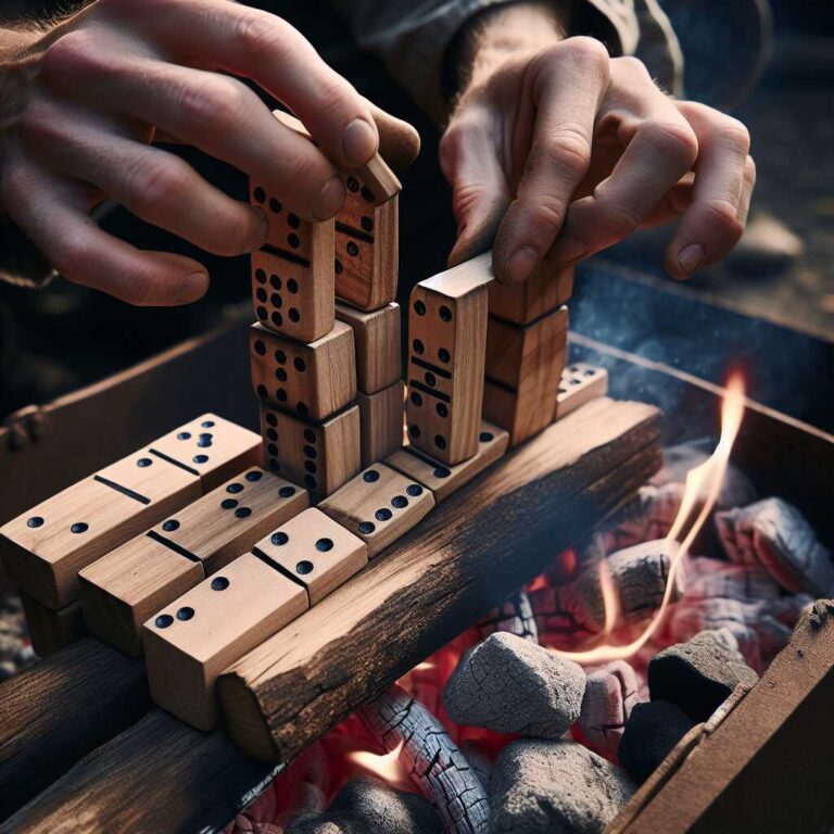 Wooden Dominoes: Stable Pot Stands Over Hot Coals