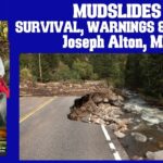 A steep mountain slope showing evidence of recent mudslide activity and debris flow.