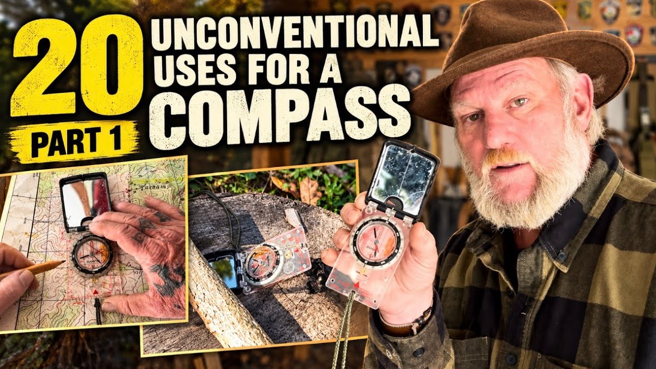 A person holds a base plate compass over a topographic map to measure grid coordinates.