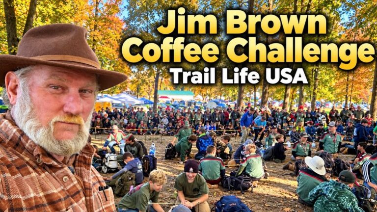 Participants at the Daniel Boone event building a fire for the Jim Brown Coffee Challenge.