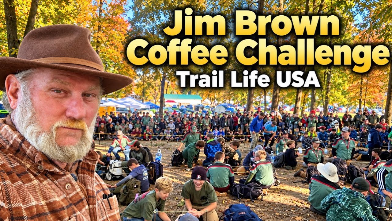 Participants at the Daniel Boone event building a fire for the Jim Brown Coffee Challenge.